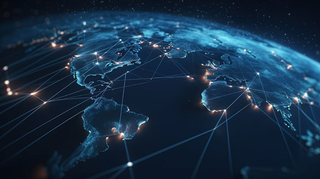 illustration of world with network- WorldVue