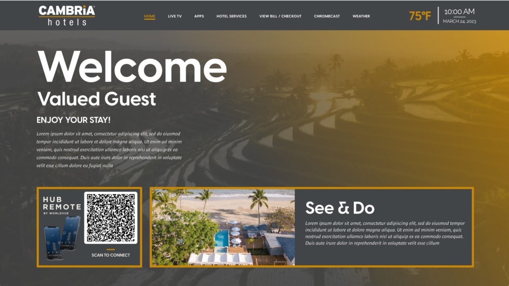 Cambria Hotels landing page