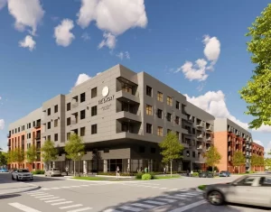 exterior view of The Emory apartment homes where WorldVue has deployed their first OpenWiFi network
