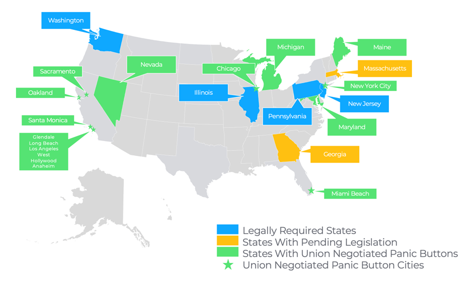 US map showing and describing regulations by state/city