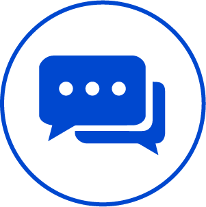icon of text bubbles, suggesting responsive