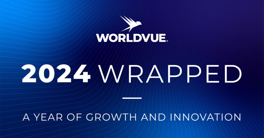 WorldVue logo and text: "2024 Wrapped: A Year of Growth and Innovation"