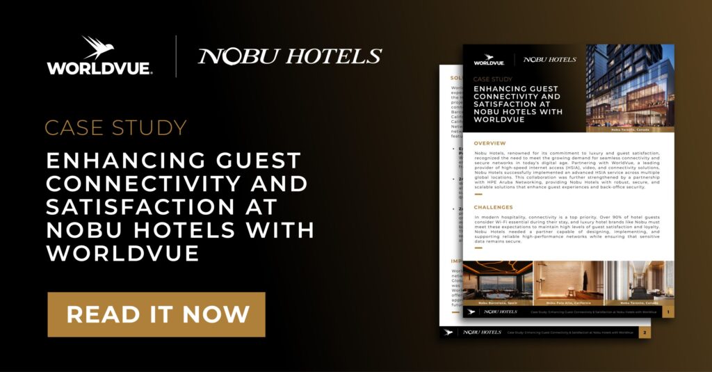 promo graphic for WorldVue case study on Nobu Hotels