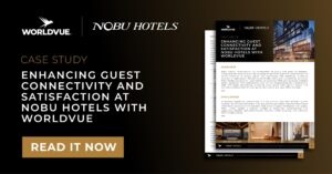 promo graphic for WorldVue case study on Nobu Hotels