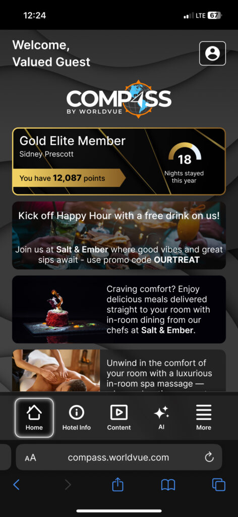 an example of personalization in Compass by WorldVue