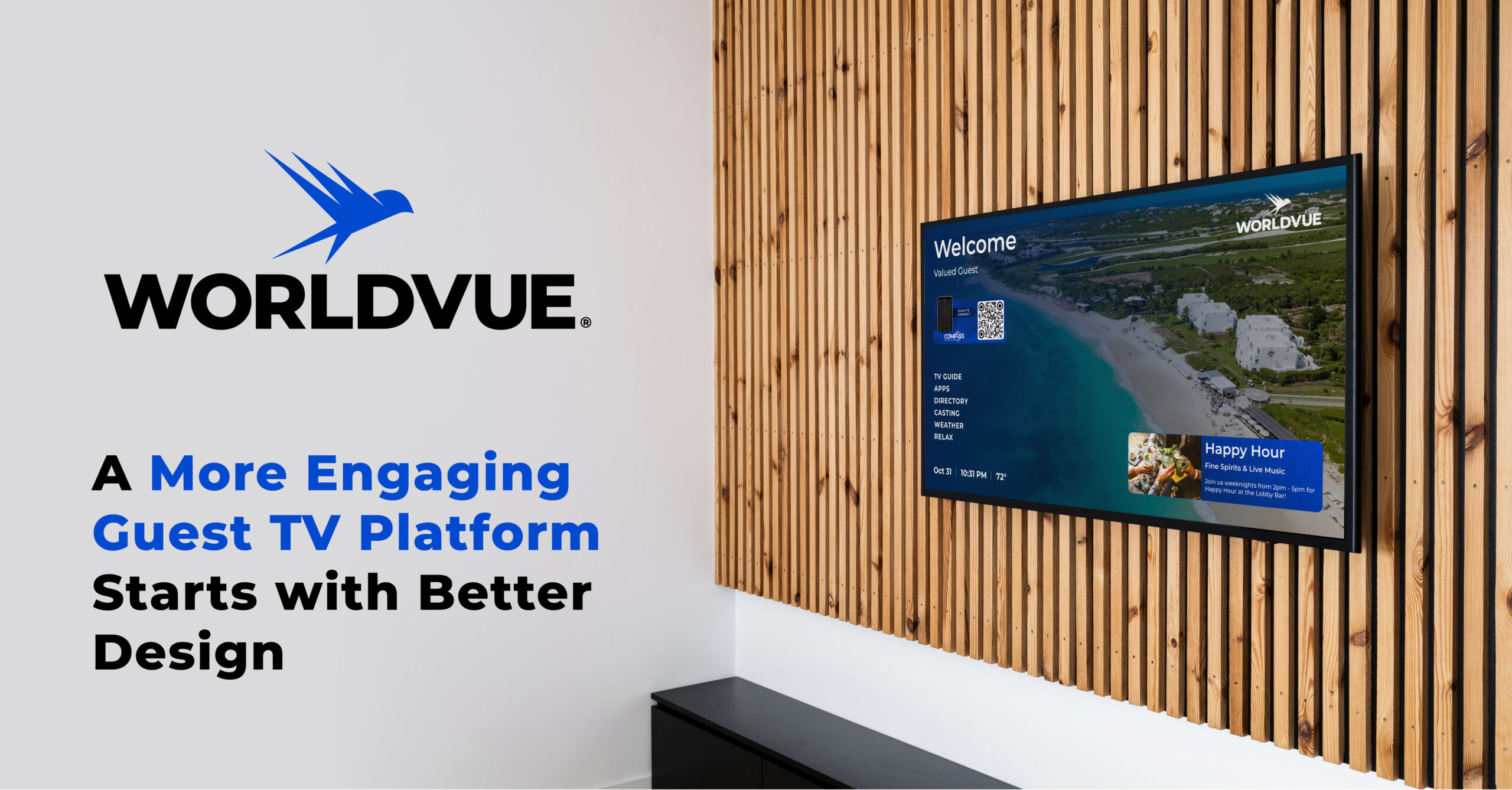 promo graphic for the blog article titled "A More Engaging Guest TV Platform Starts with Better Design"