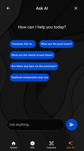 AI concierge example on WorldVue Compass app