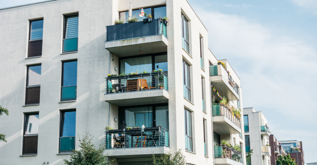 corner view of apartment building