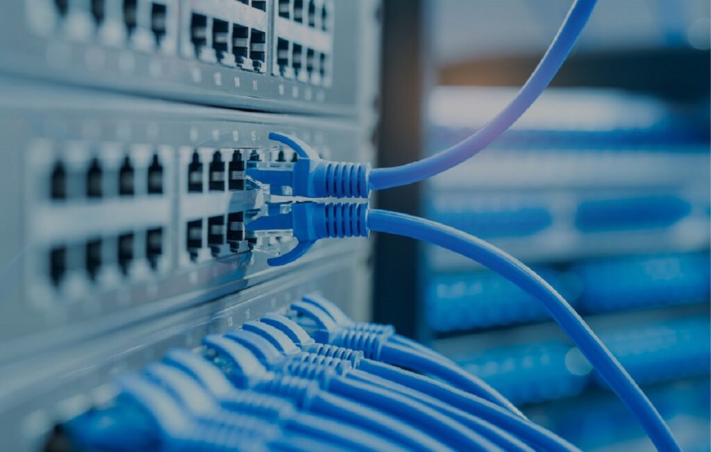 Ethernet cables plugged into gateway