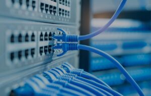 Ethernet cables plugged into gateway