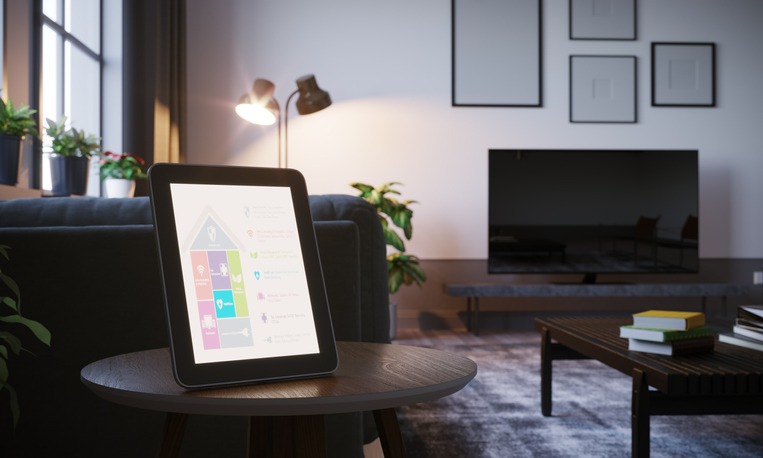 IoT smart hotel showing tablet interface