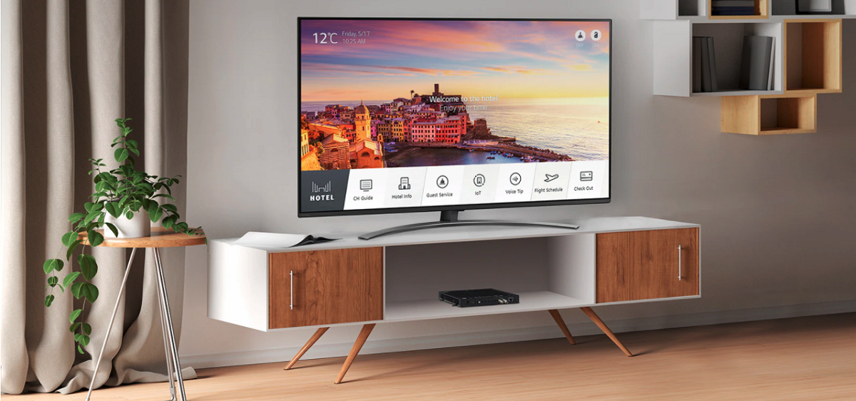LG-STB-6500 being used with TV in hotel guest room