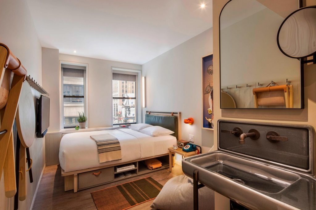 side view of room at Moxy NYC