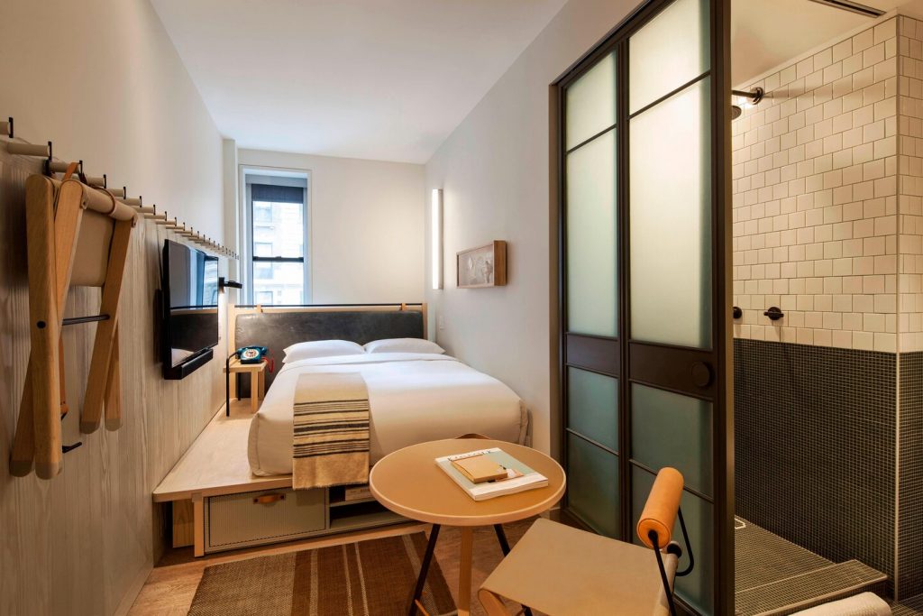 hotel room at Moxy NYC
