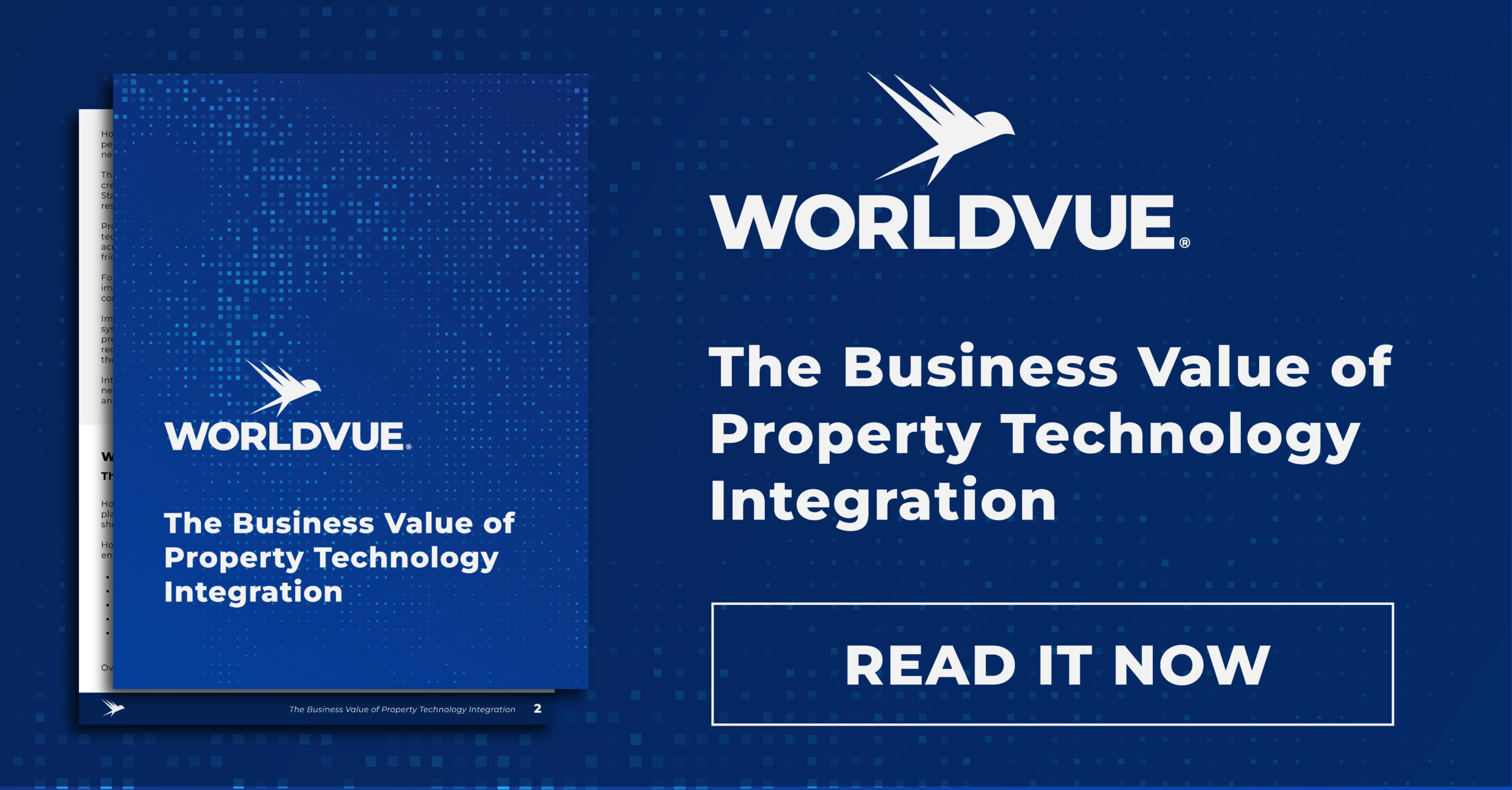 promo graphic for the WorldVue white paper titled "The Business Value of Property Technology Integration"