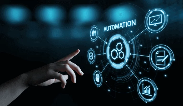graphic showing the word automation with related icons