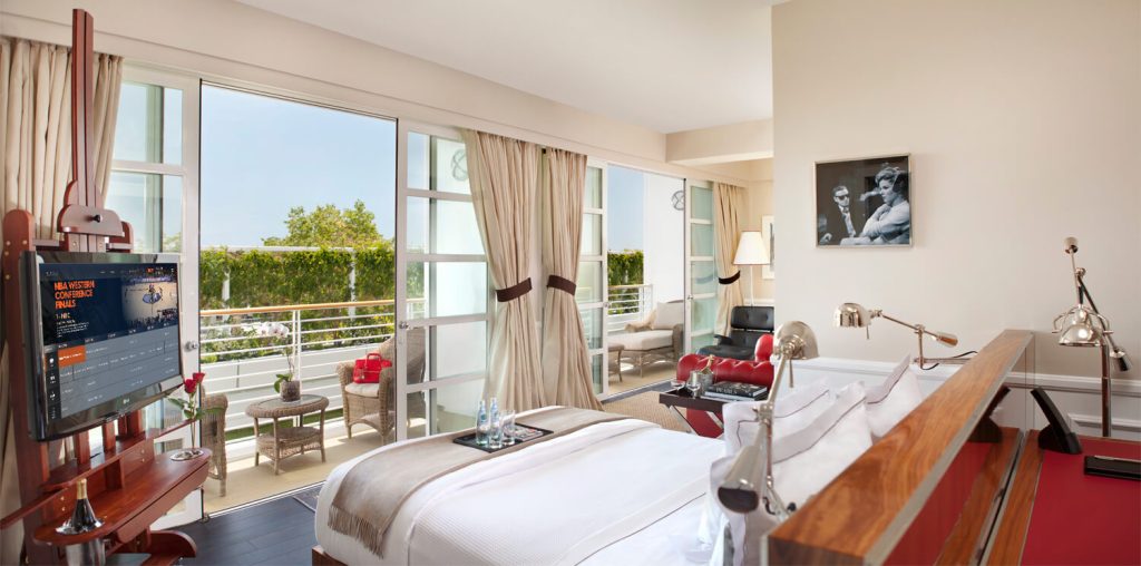 guest room with The HUB showing on TV