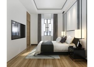 hotel room with TV