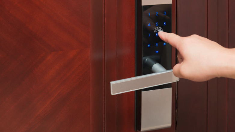 person using keypad to gain access to room