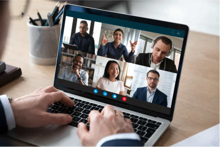 videoconferencing on laptop