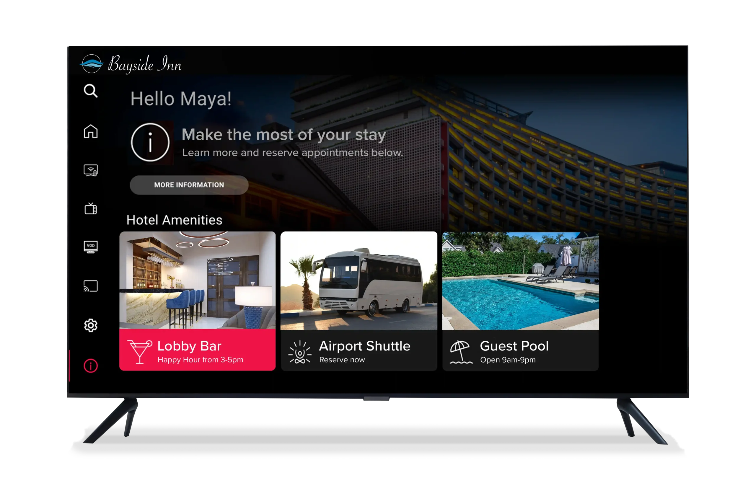 OnStream hotel information screen