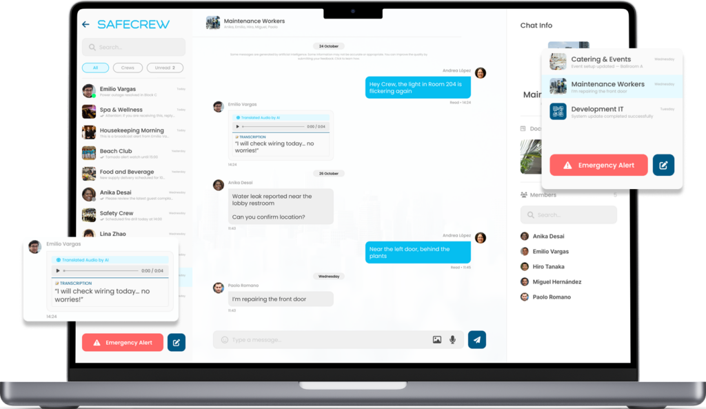 ProSafe SafeCrew desktop interface