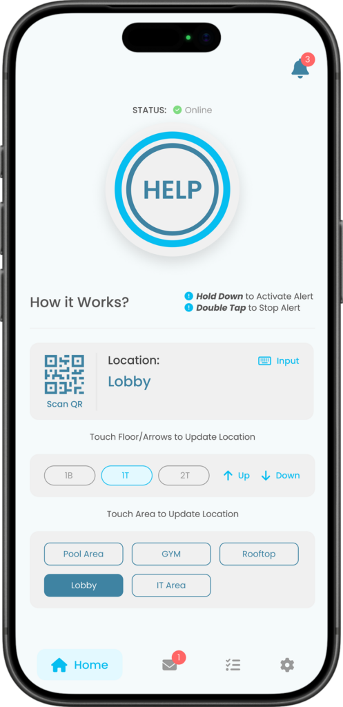 ProSafe mobile home screen