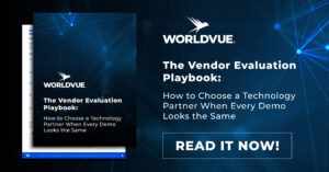 promo graphic for WorldVue Hospitality Innovation Insights newsletter issue #19, "The Vendor Evaluation Playbook: How to Choose a Technology Partner When Every Demo Looks the Same"