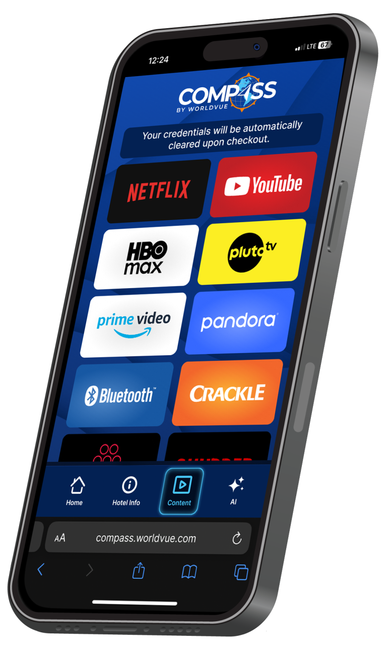 Compass mobile content screen
